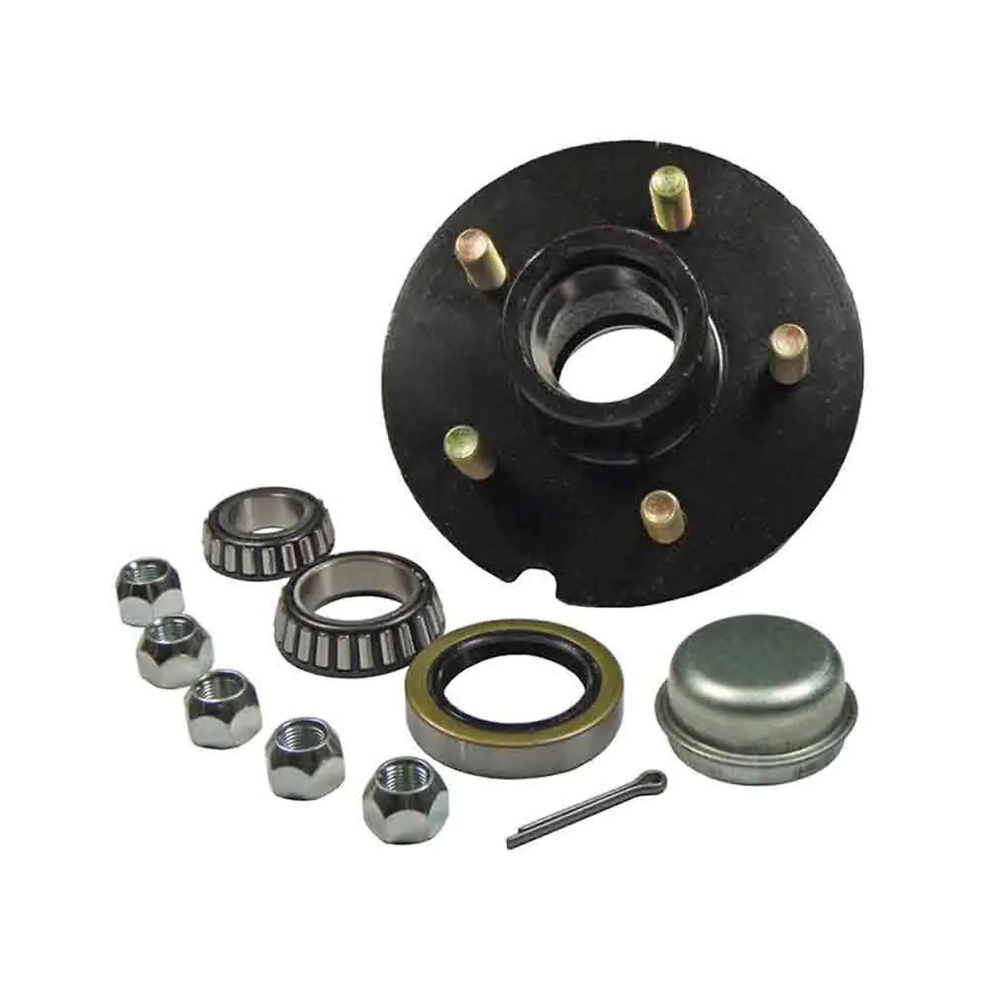 Rigid Hitch, 5-Bolt Idler Hub Kit For 1-3/8 To 1-1/16 Tapered Spindles, 5-Bolt on 4.5 inch Circle, For a 3500lb Axle, Sold as Single with a 1,750lb Capacity per Hub, Complete Assembly, Model# H-1000-04-A